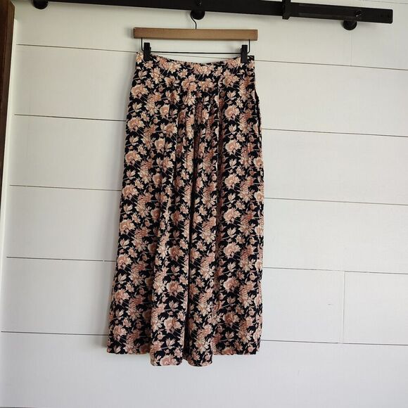 Jones New York Dresses & Skirts - Vtg Jones New York Midi Skirt Navy Pink Rayon Pleated Floral Cottagecore Size 10